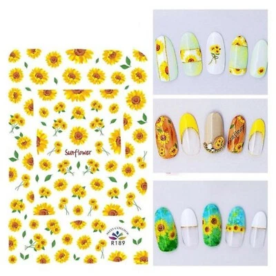 NAIL STICKERS FLOWERS TULIPS Nail Art Aufkleber Transfers Aufkleber Frühling Sommer Blumen Sonnenblume Fernblatt 189