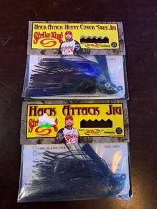 JIG 1/2oz. HEAVY COVER Black & Blue Lot x2pks Hack Attack Strike King NEW! - Picture 1 of 3