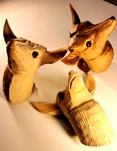 Handgeschnitzter Holz Hirschkopf Deko für Wand & Kuckucksuhr Jagd Geschenk Natur - Bild 1 von 4