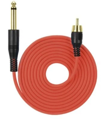 Red 6.35mm Male to RCA Male Tattoo Machine Power Cable Heavy Duty Silicone 1.8m - Image 1 of 2