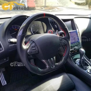 Real Carbon Fiber Steering Wheel Fit Infiniti Q50 QX50 2013-2018 with Heated - Picture 1 of 10