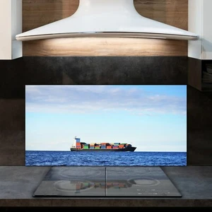 Spritzschutz Küchenrückwand auf Glas Deko ESG 120x60 Container Schiff auf See - Bild 1 von 6
