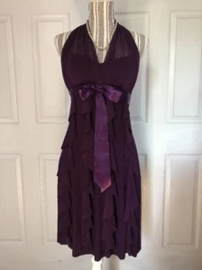 DJ-Jaz Women's Size 4 Elegant Purple Ruffle Cocktail Front Bow Dress A7 - Picture 1 of 11