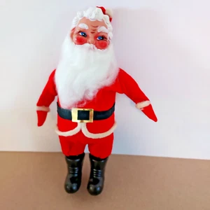 Weihnachtsmann Figur Gummi Gesicht Filz Outfit 50er Jahre blaue Augen Vintage 12" stehend - Bild 1 von 4