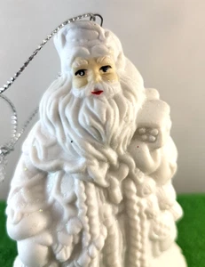 White Glittery Santa Claus Bell 4 Inch - Picture 1 of 11