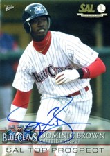 2008 Lakewood Blue Claws DOMONIC BROWN Signed Card autograph AUTO PHILLIES