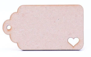 Etiquetas de regalo de equipaje curvas de madera MDF etiquetas de tarro etiqueta con corazón horizontal   - Imagen 1 de 7