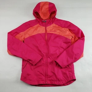 Columbia Hooded Rain Jacket Girls Large 14/16 Pink Full Zip Lined Nylon Coat - Picture 1 of 12