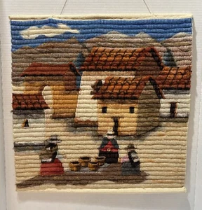 Tapiz de lana de oveja de alpaca peruana tejido a mano vintage para colgar en la pared arte de pueblo - Imagen 1 de 23
