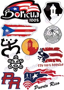 10 Stück Set Puerto Rico Sticker Aufkleber Set. Puerto Rico Hard Hat Aufkleber, Auto Beule - Bild 1 von 12