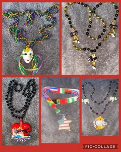 Mardi Gras Beads 22" Necklace Parade-New Orleans Carnival-5 ceramic/porcelain ;} - Picture 1 of 23