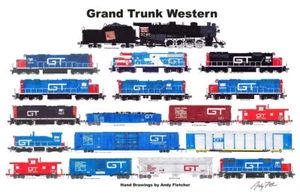 Póster horizontal Grand Trunk Western 11"x17" firmado por Andy Fletcher - Imagen 1 de 1