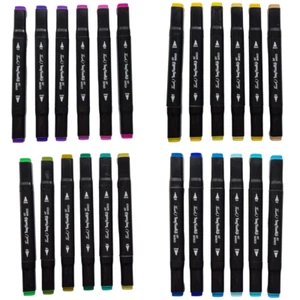 Double Ended Marker Pens Dual Tip Fine & Broad Ends Pack Of 6 Choose Colours - Picture 1 of 60