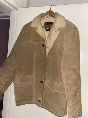 VTG 70s Sears Oakbrook Cowboy Farm Suede Sherpa  Coat Jacket Rancher Boho Sz 42 - Image 1 of 4