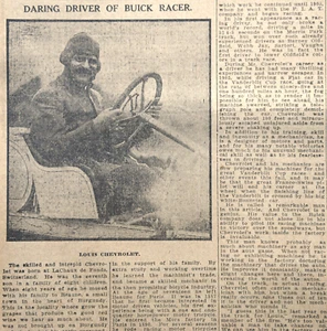 Pagina giornale Detroit 1910 - Louis Chevrolet profilo & Lozier, pubblicità Lion Auto - Foto 1 di 4