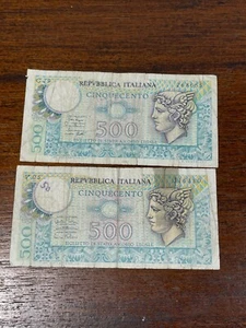 Lot 2 Billets Italie 500 Lire (8-38) - Imagen 1 de 2