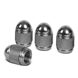 4 X Aluminum Bullet Style Gun Metal Car Wheel Tire Rim Anodized Tires Stem Caps - Picture 1 of 6