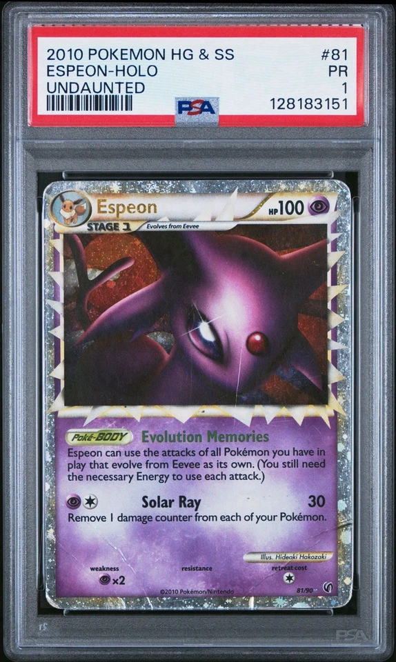 2010 POKEMON HEARTGOLD & SOULSILVER UNDAUNTED #81 ESPEON-HOLO PSA 1 - Image 1 of 1