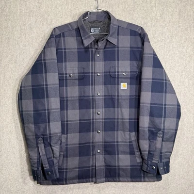 Jaqueta camisa xadrez Carhartt flanela relaxada forrada Sherpa TJ4452-M tamanho XL - Imagem 1 de 4