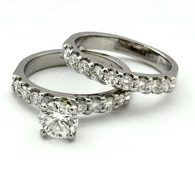 SHANE CO SET ENGAGEMENT RING & WEDDING BAND, PLATINUM, 1.75CAR DIAM, USD $8,000 - Image 1 of 4
