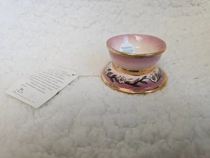 Vintage 2004 Blue Sky Clayworks Candle Holder Floral Gold Trim 2" Heirloom Rose - Picture 1 of 9