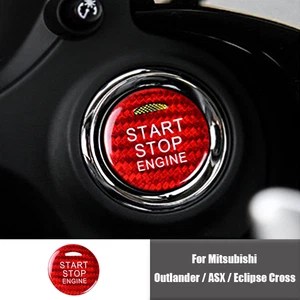 Red Carbon Fiber Car Start Stop Button Trim Sticker For Mitsubishi Outlander ASX - Bild 1 von 6