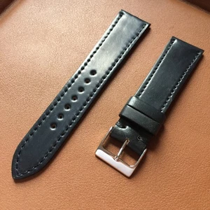 Correa de reloj de cuero cordobés con carcasa Horween negra OEM de 20 mm BLANCA - Imagen 1 de 3
