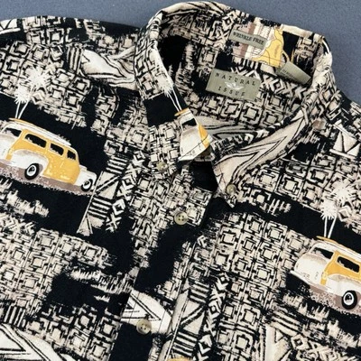 EDICIÓN NATURAL Para Hombres Manga Corta Abotonada AOP Vagón de Playa Palmeras - XXL Foto 1 de 4