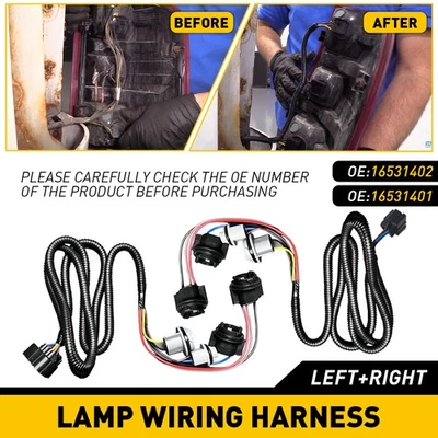 2Pc Tail Light Wiring Harness 16531401 For 2005-2006 Chevrolet Silverado 1500 HD - Imagem 1 de 4