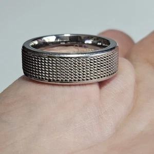 Mesh Textured Comfort Fit Stainless Steel Wedding Band Ring Size 11 - Picture 1 of 13