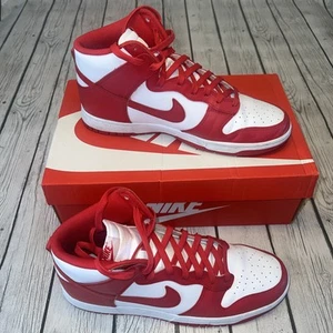 Größe 13 - Nike Dunk High Retro White/ University Red mit Karton - Bild 1 von 10