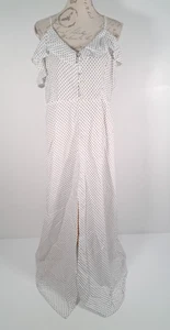 Maxi Vestido BOOHOO Plus Volantes Botón Delantero Sin Mangas Blanco Lunares Nuevo con Etiquetas Reino Unido 20 - Imagen 1 de 19
