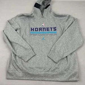 Charlotte Hornets Hoodie Men Extra Large Gray Jordan Sweatshirt NBA Dri Fit XL - Picture 1 of 10