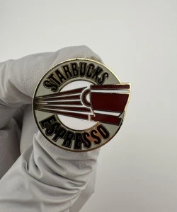 Vintage 1980er Starbucks Coffee Company Espresso goldfarbene Emaille Pin - Bild 1 von 8