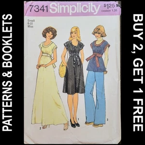 Vintage Simplicity Kleid mit Rundhalsausschnitt in 2 Längen Muster #7341 Größe Small SCHNITT - Bild 1 von 6