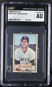 Bazooka #22 1966 Carl Yastrzemski Medias Rojas de Boston (corte a mano) - CGC auténtico  - Imagen 1 de 2