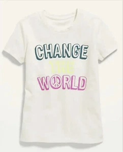 Old Navy Kids Size Large (10-12) Short Sleeve T-Shirt Tee ~ Change the World NWT - Picture 1 of 1