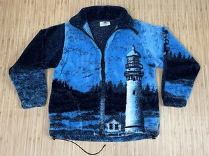 Black Mountain Vtg. Women’s Fleece Zip Jacket Light House Blue XL *Needs Repair - Picture 1 of 17