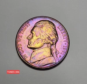 1991-P UNC MONSTER TONED JEFFERSON NICKEL GORGEOUS TONES306  - Bild 1 von 2