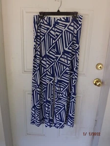 Chico's, blau & weiß geometrisches Muster Poly/Elasthan Anzughose, Größe 2 - Bild 1 von 3