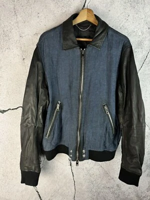 Chaqueta de mezclilla y cuero de diseñador Diesel con mangas Foto 1 de 4