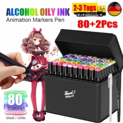 DIY Graffiti Stifte Pinsel Marker 80-Farben Permanent Alkohol Marker Set Tasche - Bild 1 von 4