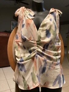 Sofia Vergara summer Blouse NWT size XL Biege abstract print - Picture 1 of 2