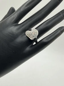 Lia Sophia “Dollop” Retired Heart Ring Clear Crystals Size 8 Looks Brand New - Picture 1 of 8