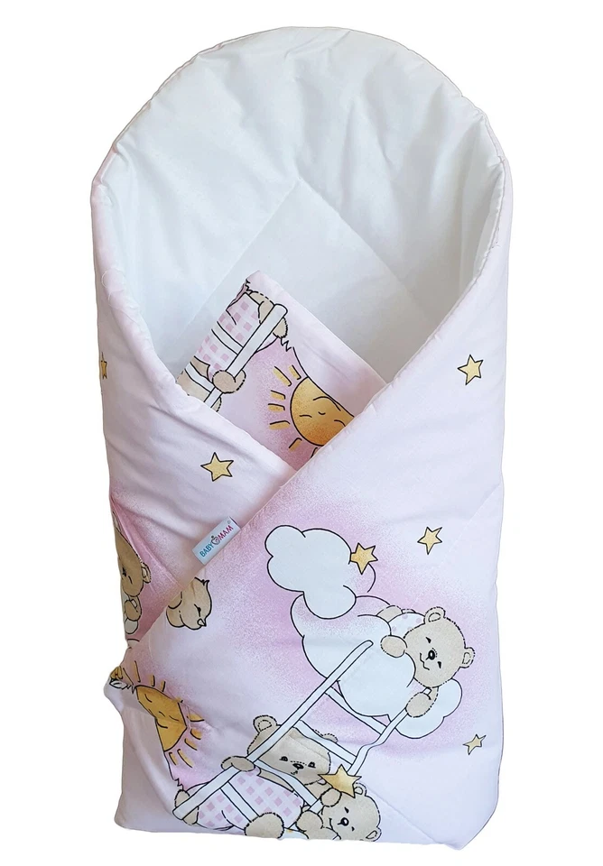 BABY SWADDLE WRAP NEWBORN BEDDING BLANKET 100% COTTON Ladder pink - Image 1 of 1