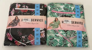 TWO Room Service Women's Notch Collar Pajama Set- Color: Black, Green - Size: 3X - Picture 1 of 6