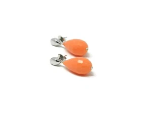 Orecchini argento 925 gocce di pasta di corallo rosa salmone - Foto 1 di 3