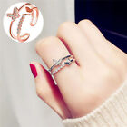 Ring Beautiful Crystal Butterfly Women Jewellery Adjustable 925 Silver