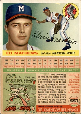 1955 TOPPS SET BREAK-LOW GRADE, U-PICK BACKS ARE WRITTIN ON  BIG NAMES!! - Image 1 of 2