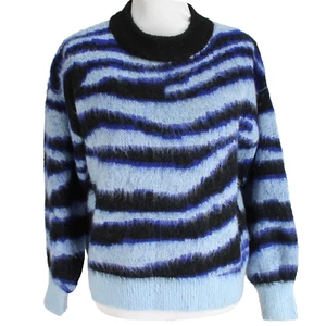 Anthropologie Salma Striped Eyelash Sweater Womens Size S Blue Long Sleeve - Picture 1 of 7